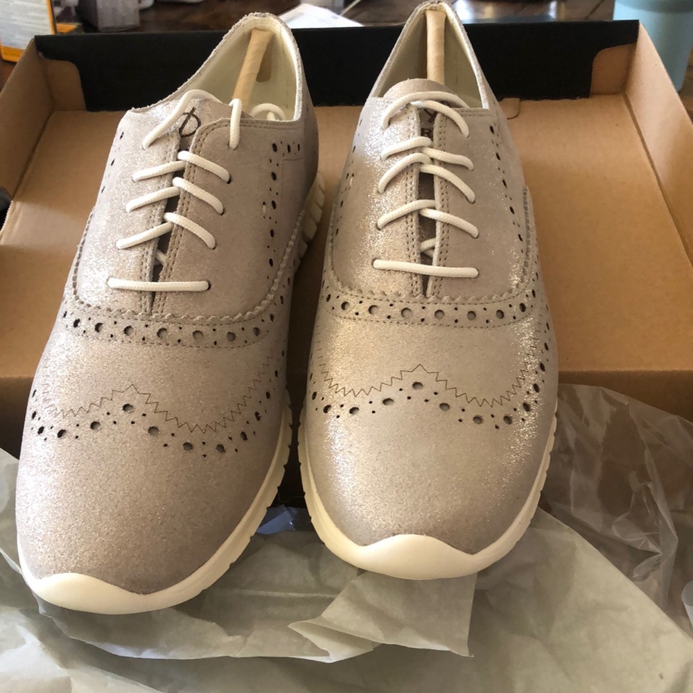 Brand New Cole Haan Womens Zerogrand shoes in metallic gold.